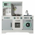 Vigilancia Wooden Play Kitchen Toy w/Light on Microwave, Cabinet, Washer, Electronic Stove & Microwave Sink VI3721613
